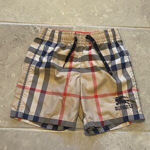 Burberry Kids Beige and Red Plaid Shorts